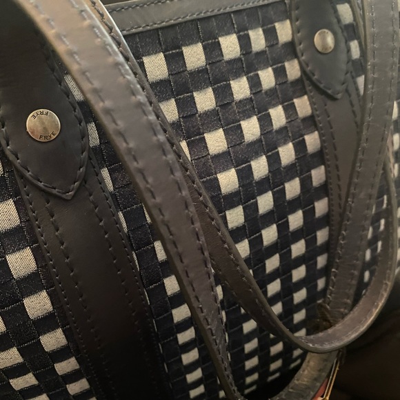 Frye large denim / leather tote NAVY new without tags - Picture 8 of 16